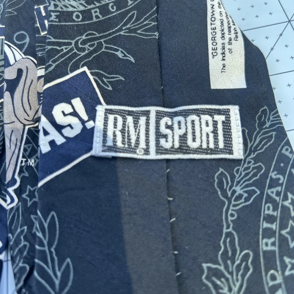 Vintage Ralph Marlin Georgetown Hoyas Necktie GU Jack Bulldog Graphic 90s Tie